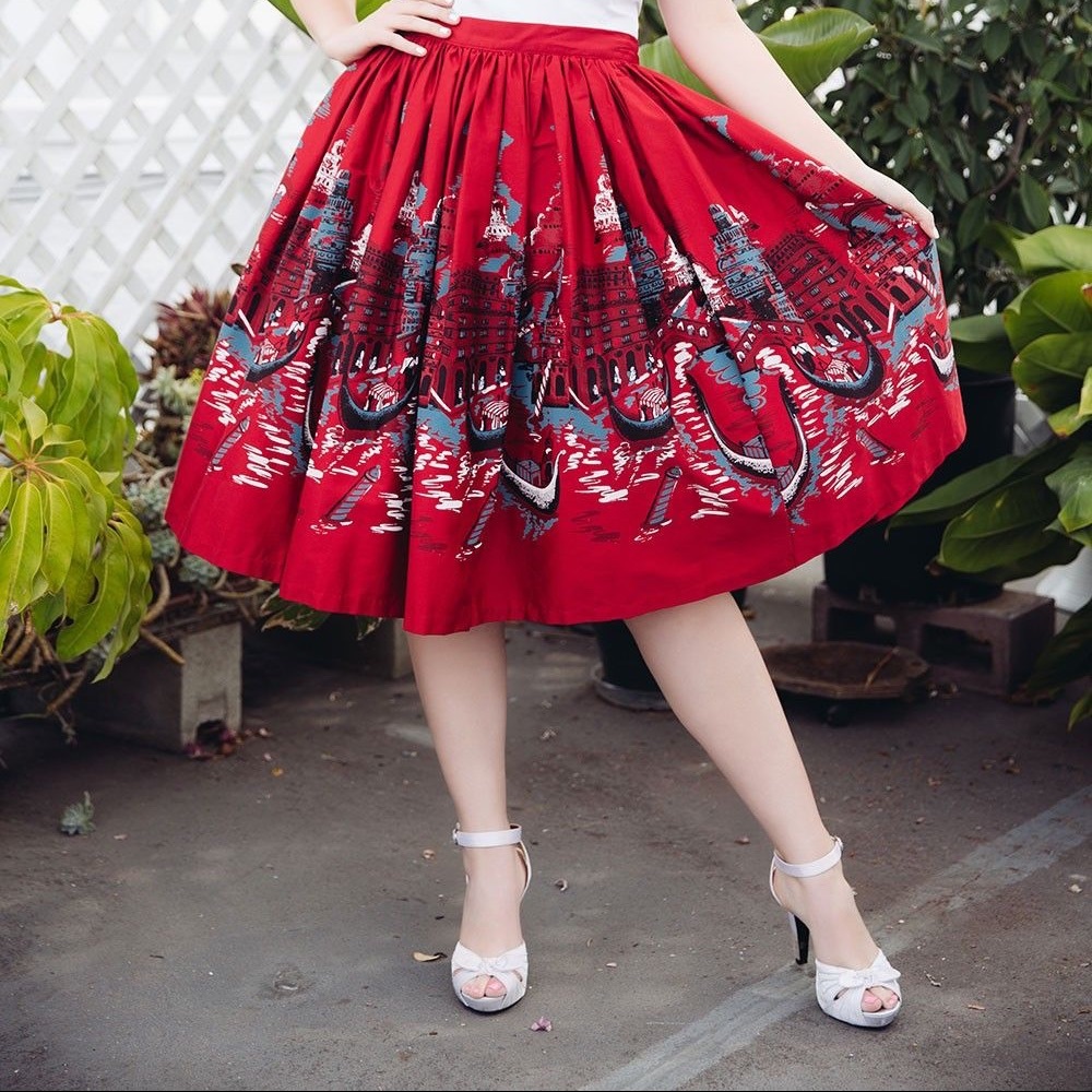 Pinup Couture Jenny Skirt in Venetian Boat Print